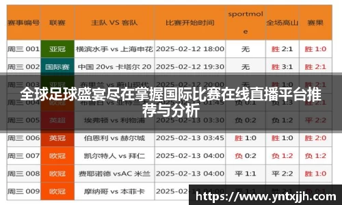 全球足球盛宴尽在掌握国际比赛在线直播平台推荐与分析
