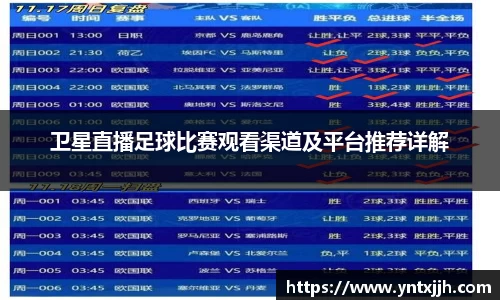 卫星直播足球比赛观看渠道及平台推荐详解