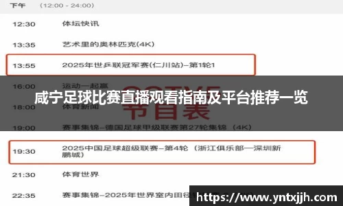 咸宁足球比赛直播观看指南及平台推荐一览